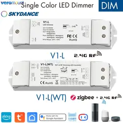Skydance V1-L 2.4G RF Wireless Remote V1-L(WT) WiFi Tuya APP + Push Dim LED Dimmer CV Controller 12V 24V 15A PWM 0-100% Stepless