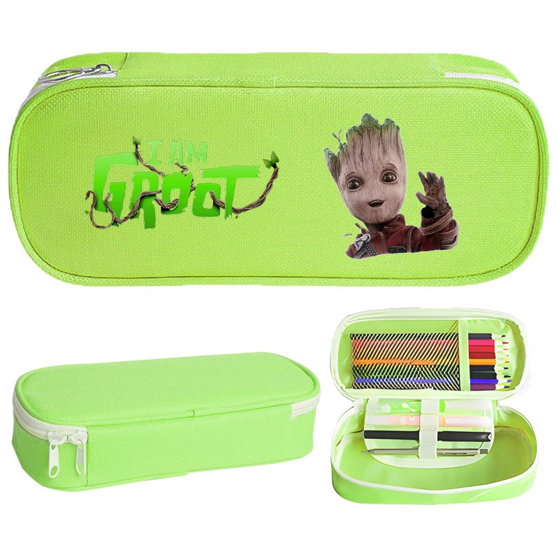 Disney Marvel Groot Student Pencil Case Movie Cartoon Print Pen Bag Children Go School Stationery Portable Storage Bag Kids Gift