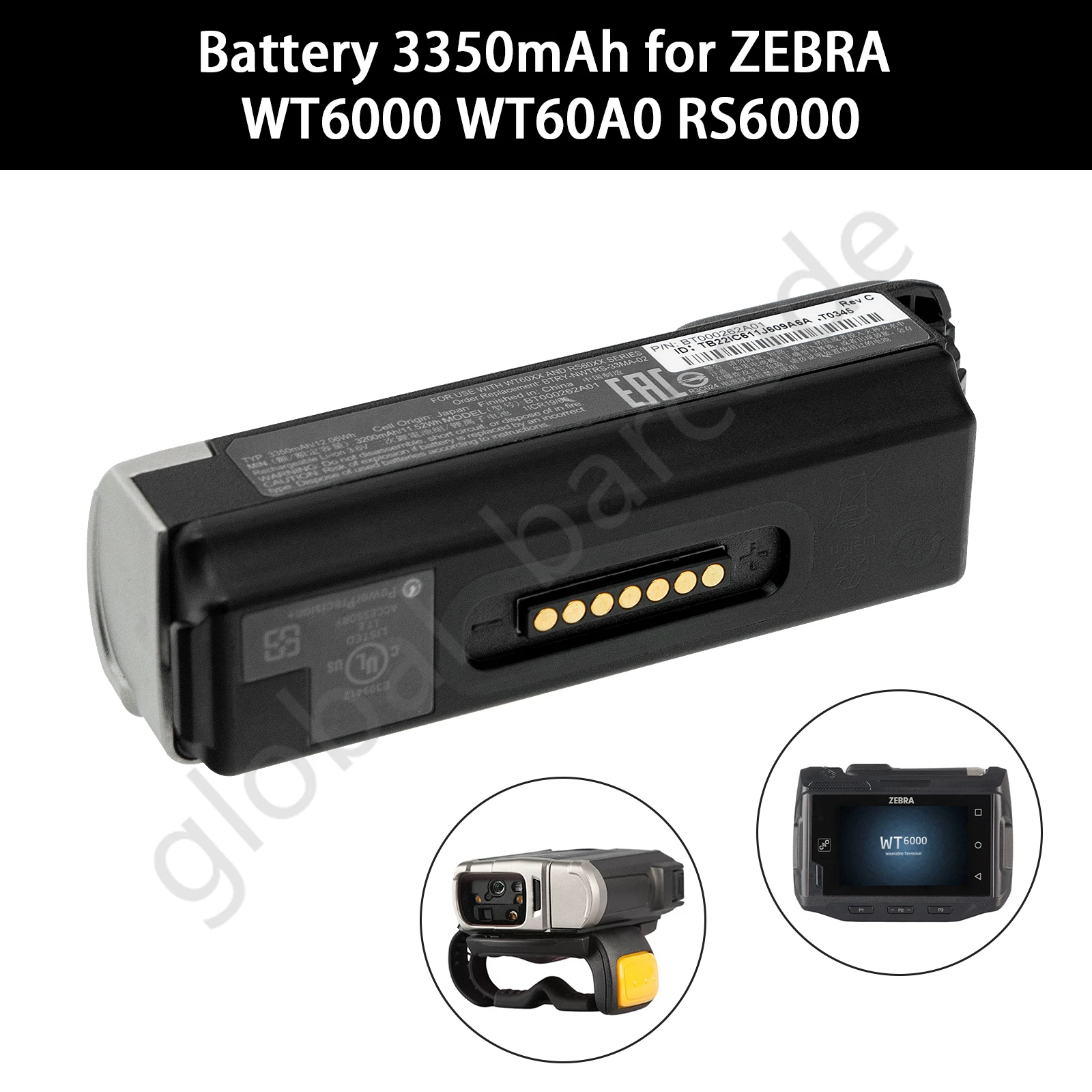 BT000262A01 BTRY-NWTRS-33MA-02 For Zebra Symbol WT6000 RS6000 3350mAh battery