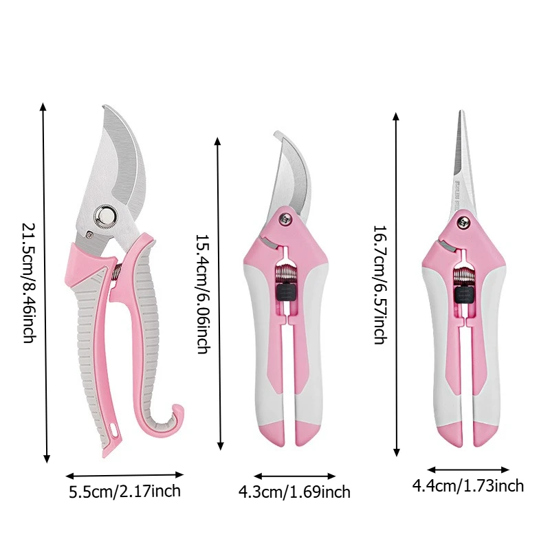 Automatic Rebound Straight‑Head Garden Pruning Shears Stainless Steel Ergonomic Grip Fruit Tree Branch Trimmer