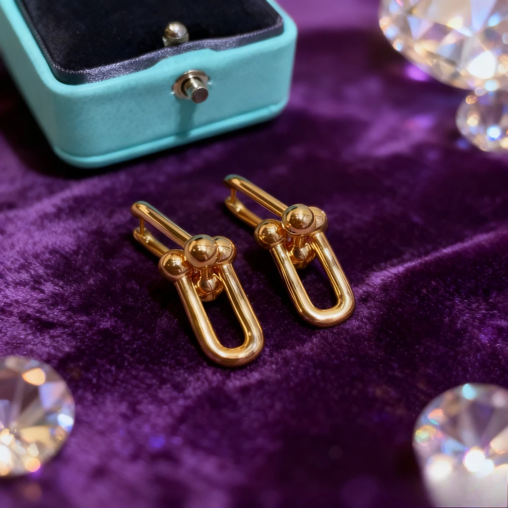 

Модные аксессуары 2025 года, французская версия, муассанит, двойной U, праздничный подарок, женские серьги с пряжкой-копытом, изысканные аксессуары для вечеринок