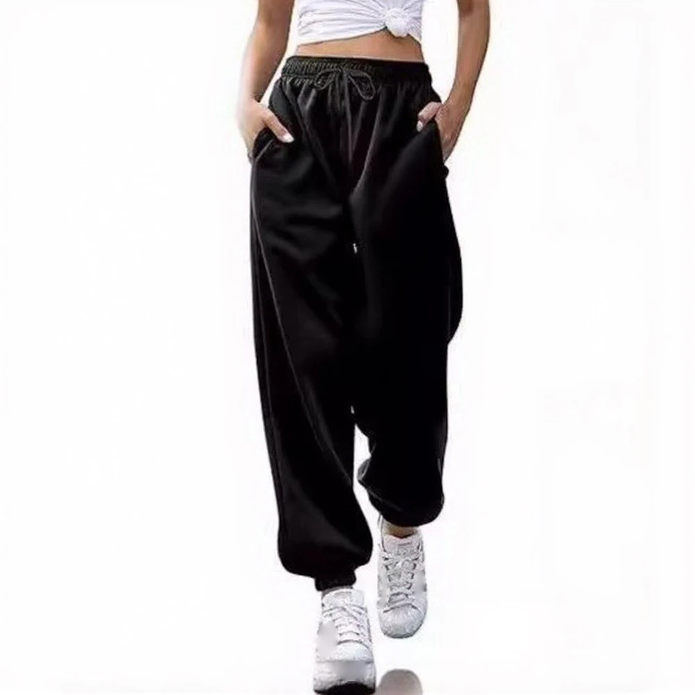Women Sweatpants Bundle Foot Trousers Loose Fit Elastic Waist Drawstring Solid Color Casual Polyester Spandex Blend M 3XL