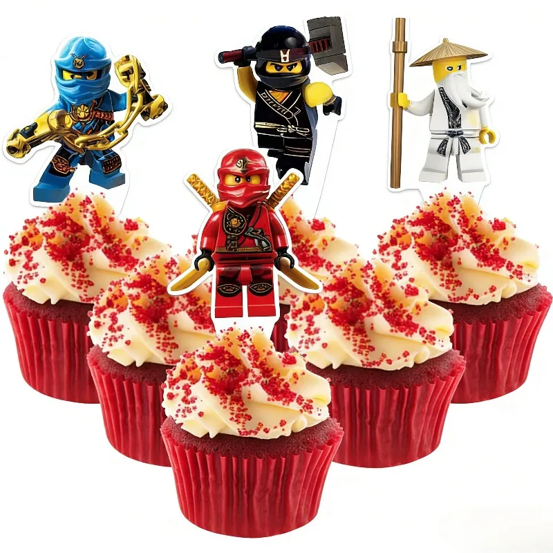12 Stück/Set Ninja Cupcake Topper Kuchenverzierungen für Kindergeburtstag, Partydekoration, Gastgeschenke, Dekorationen – Detail 4