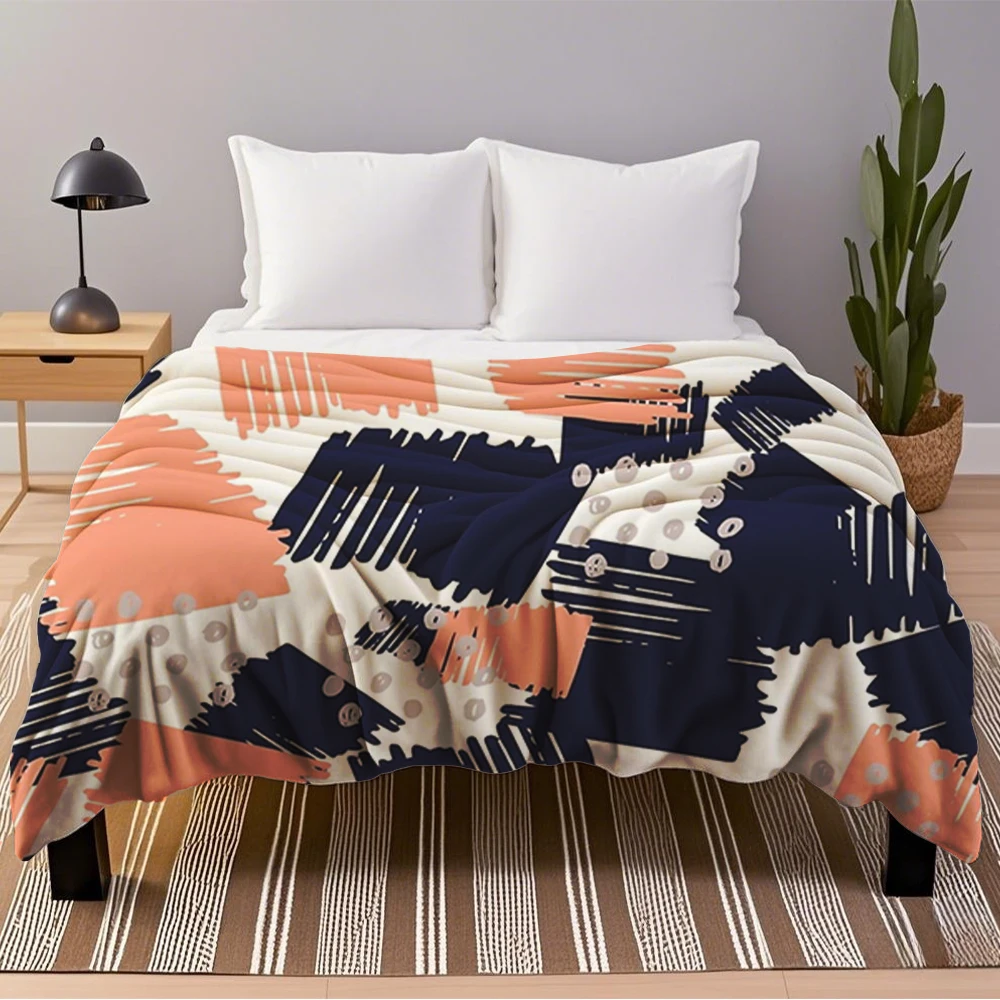 

Scandinavian Design Flannel Soft Blanket New Buffer Abstract Scribble Bedsheet Throw Moisture-Wickingblankets For Newborns