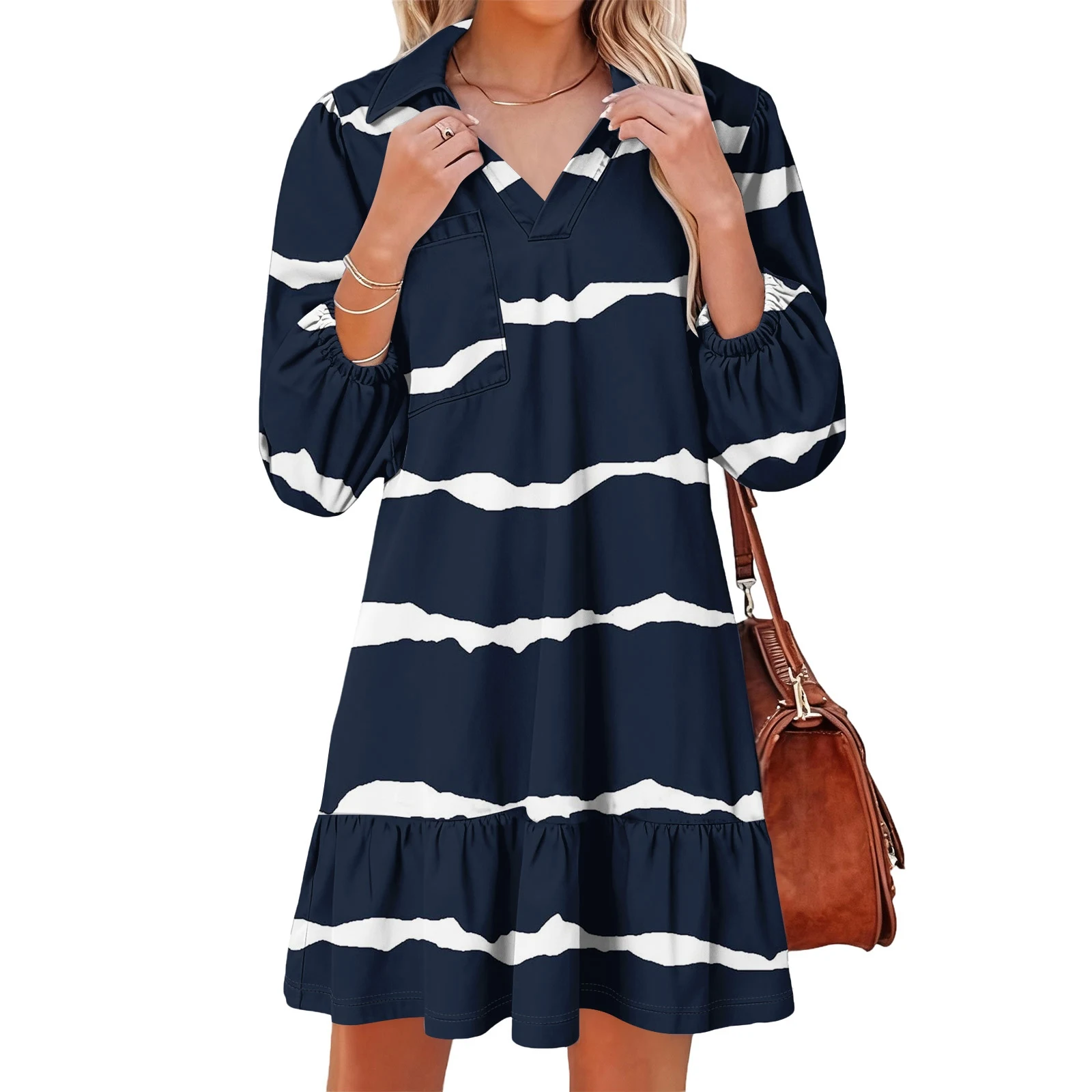 Women's Casual Style Dresses Elegant Atmospheric Straight Dress V Neck Slit Fitting Slim Evening Dresses Robe Femme Élégante