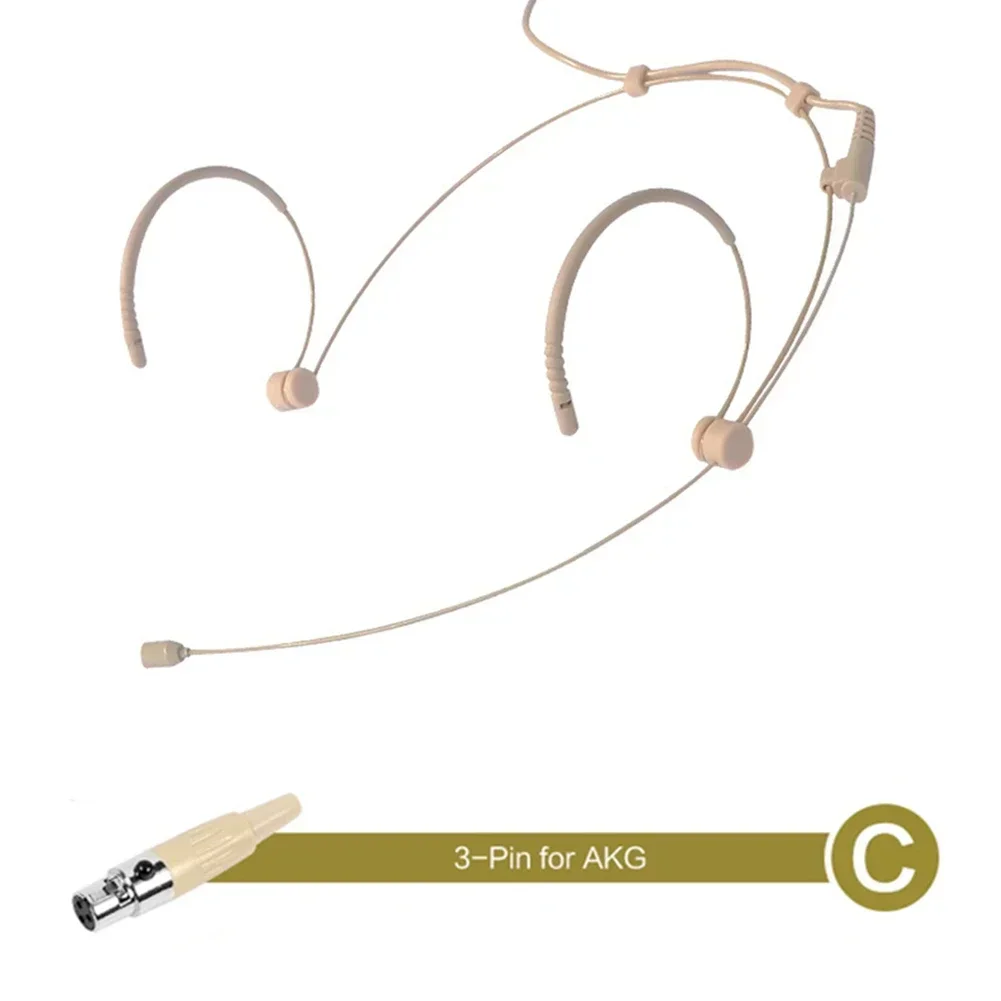 Beige Double Earhook Headset Mic 3.5mm 3 Pin 4 Pin XLR Plug Headworn Microphone Portable Audio Video Microphones Accessories