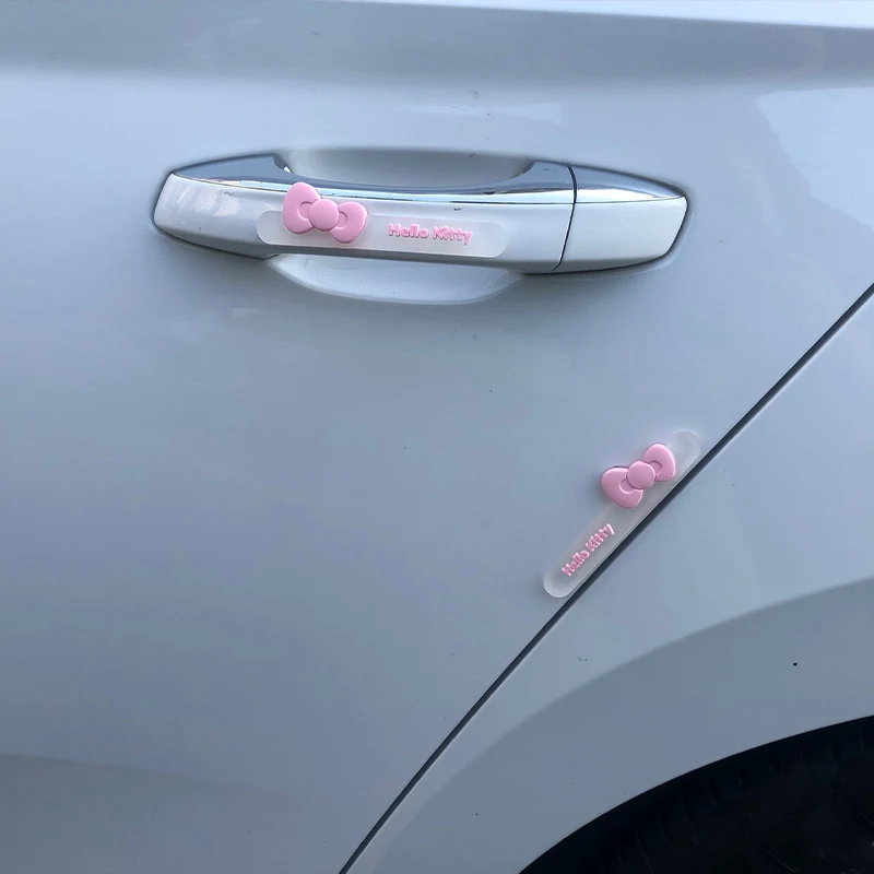 Kawaii Sanrio Kuromi Car Door Handle Reverse Mirror Anti Collision Bar Cartoon Hello Kitty My Melody Silicone Scratch Stickers