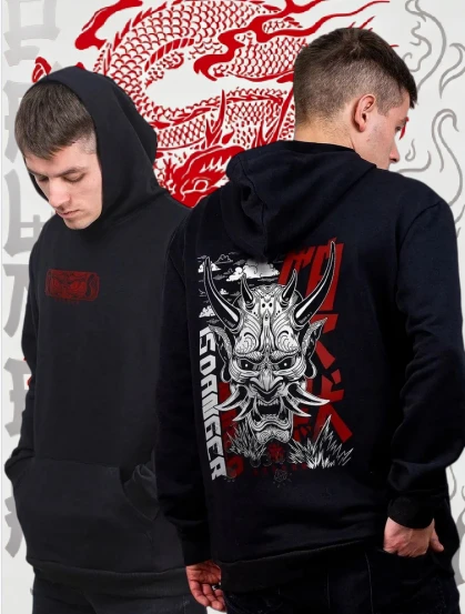 Fall/Winter Men's Halloween Devil Print Hooded Sweatshirt - Daily Comfort, Versatile, Street Style, Couple's Hoodie