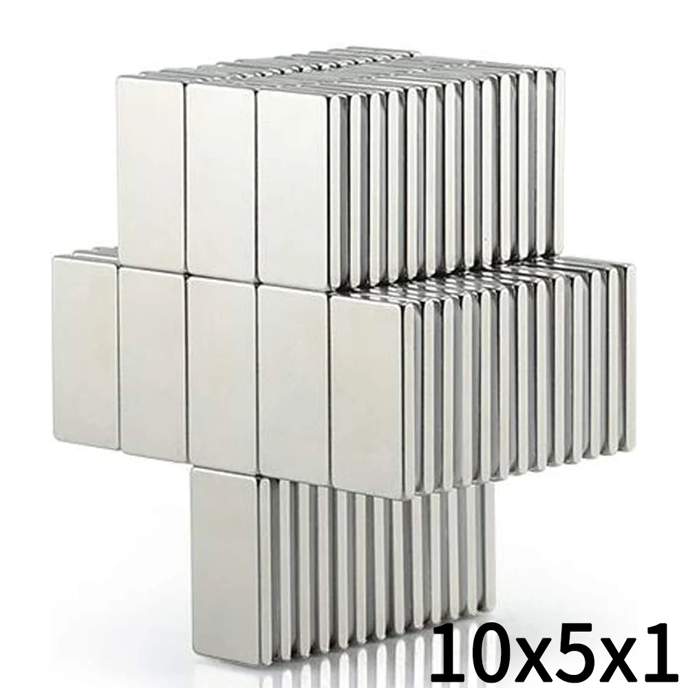 50/100Pcs 10x5x1 Block Magnet Super Powerful Magnetic for Fridge, DIY, Building, Scientific, Craft,10mmX5mmX1mm Rectangular