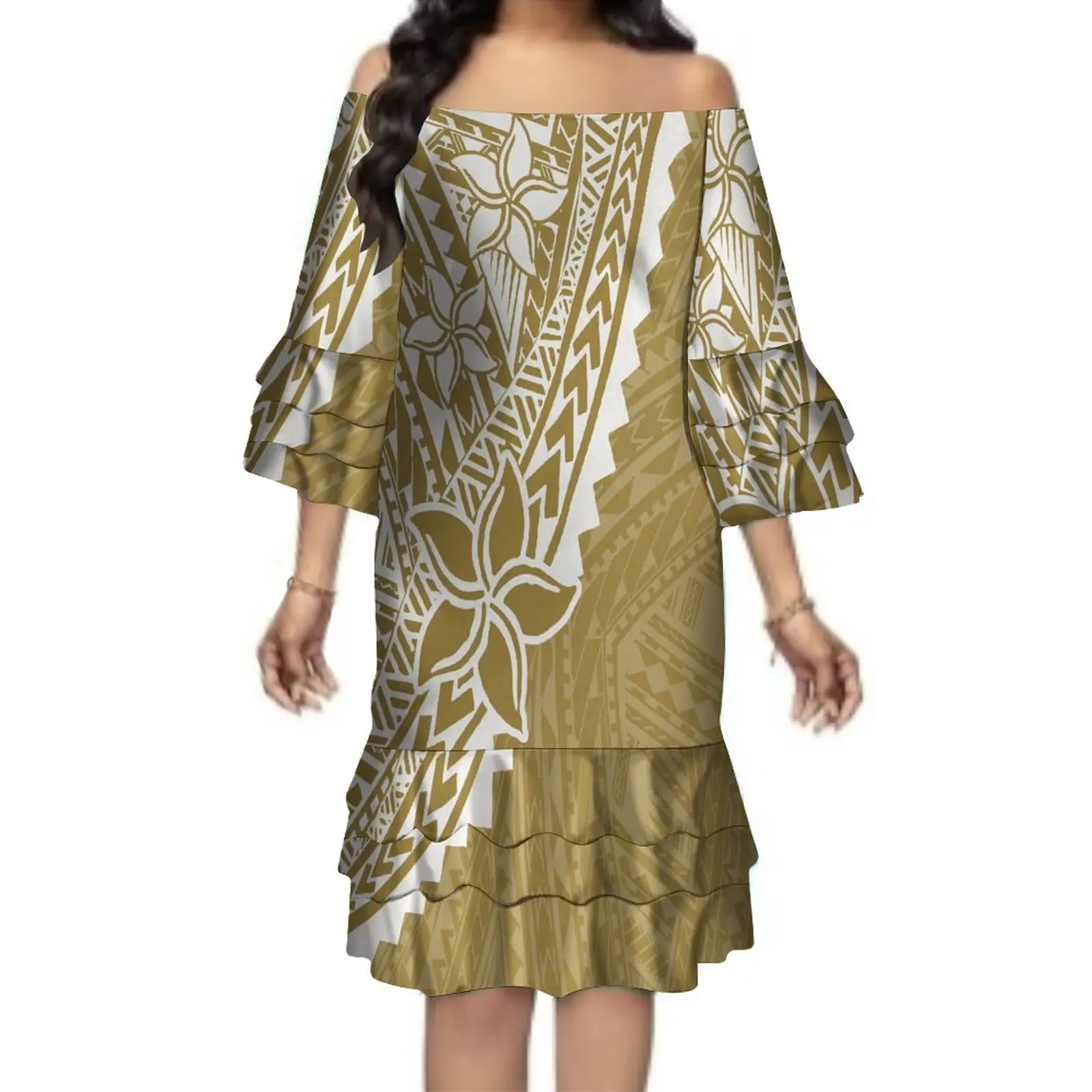 

Women'S Dress Samoa Polynesian Tribe Design Women'S Off-The-Shoulder 8xl Women'S Evening Dress Free Shipping