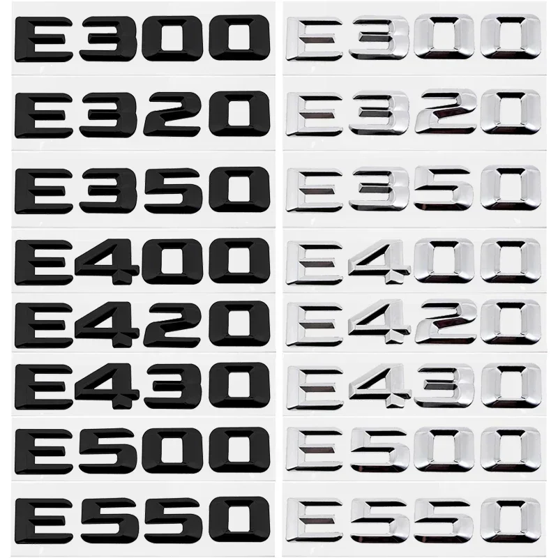 Car Stickers Emblem Auto Body Side Decor Badge Letter Decal for Mercedes Benz E Class E300 E320 E350 E400 E420 E430 E500 E550