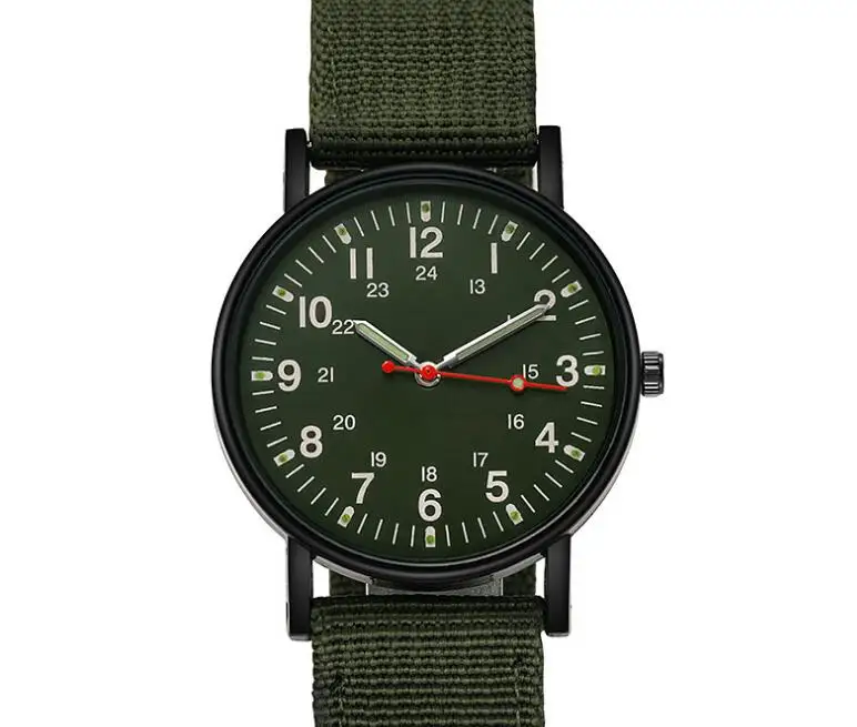 Nuevo reloj de cuarzo Sargento deportivo digital con cinturón de lona para hombre que brilla en la oscuridad al por mayor