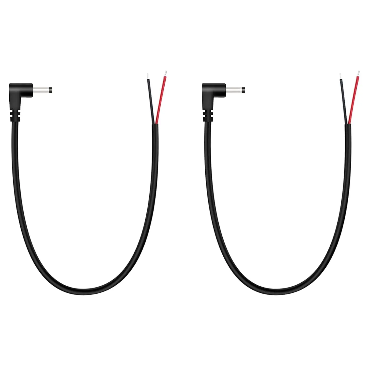 2-Pack 3.5mm x 1.35mm 90 Degree Right Angle DC Barrel Male Plug Jack Connector to Bare Wire Power Supply Adapter Repair Cord for