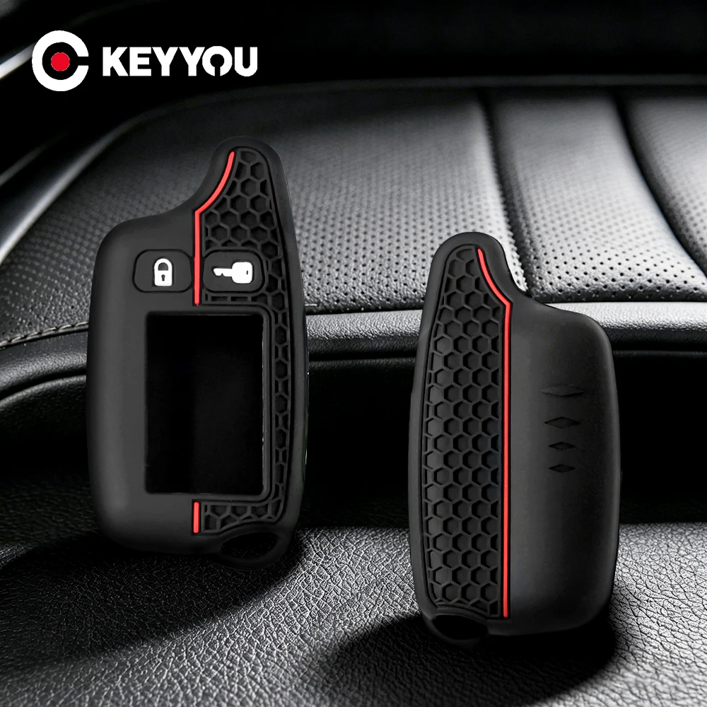 KEYYOU NEW 1pcs Silicone Case KeyChain For Russian 2-way Alarm System Alarm Key Fob For Tomahawk TW9010 9010
