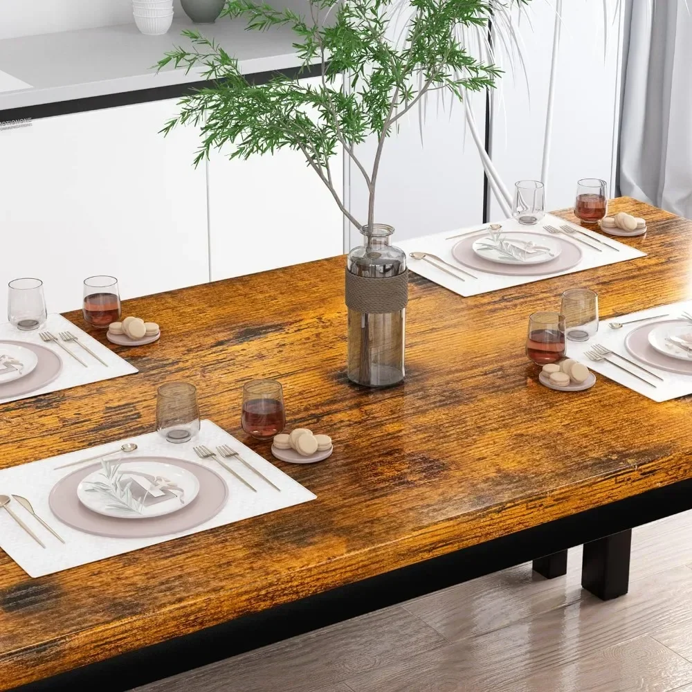 Juego de mesa de comedor para restaurante, conjunto de cocina con 2 bancos, 43,3x23,6x28,5 pulgadas, 38,5x11,8x17,5, color marrón industrial