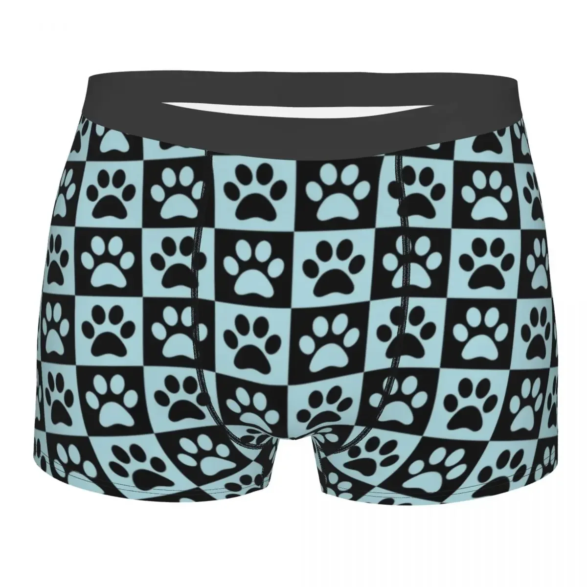 Custom Gift Dog Paw Print Checkerboard Pattern Boxer Shorts For Homme 3D Print Underwear Panties Briefs Breathable Underpants