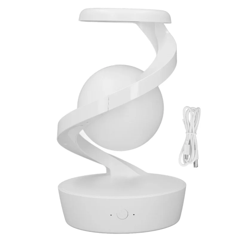 الحديثة دوامة أباجورة مبتكرة 3D البصرية الإرتفاع الكرة LED الجدول مصباح لغرفة النوم غرفة المعيشة مكتب الأبيض