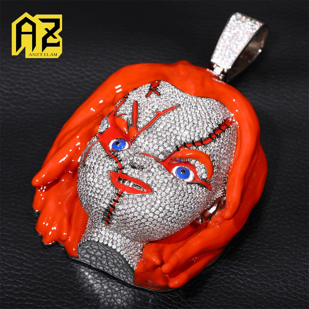 

Anztilam BIG BABY Iced Out Pendant Necklace with Long Link Rope Chain Necklaces for Women Men Brass Zircon Punk Hip Hop Jewelry