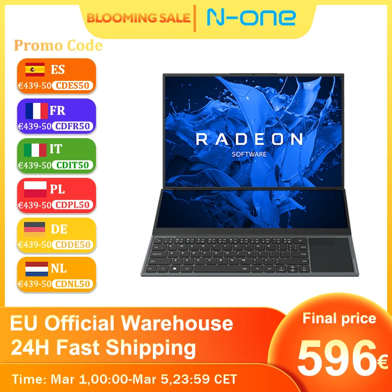 N-One Nbook Fly Laptops 16Gb + 1T Intel®Xeon®W-10885m Windows 11 Pro Dubbel Scherm 16 ''14'' Touchpad Office Study Computer