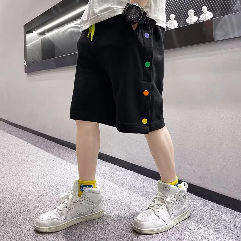 2024 New Boys Summer Hip Hop Harajuku Pants Ins Loose Sports Teen Shorts Spring Summer Comfortable Breathable Children Casual Sh