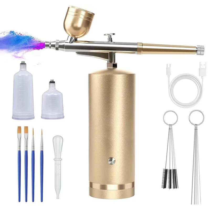 

Airbrush Kit With Compressor - 48PSI Rechargeable Cordless Non-Clogging High-Pressure Air Brush Set