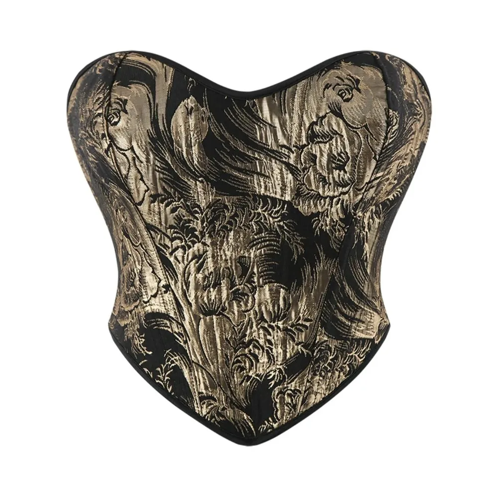 

Черное золото без бретелек, поддерживающий грудь, облегающий корсет, женский корректирующий топ на талию для Хэллоуина