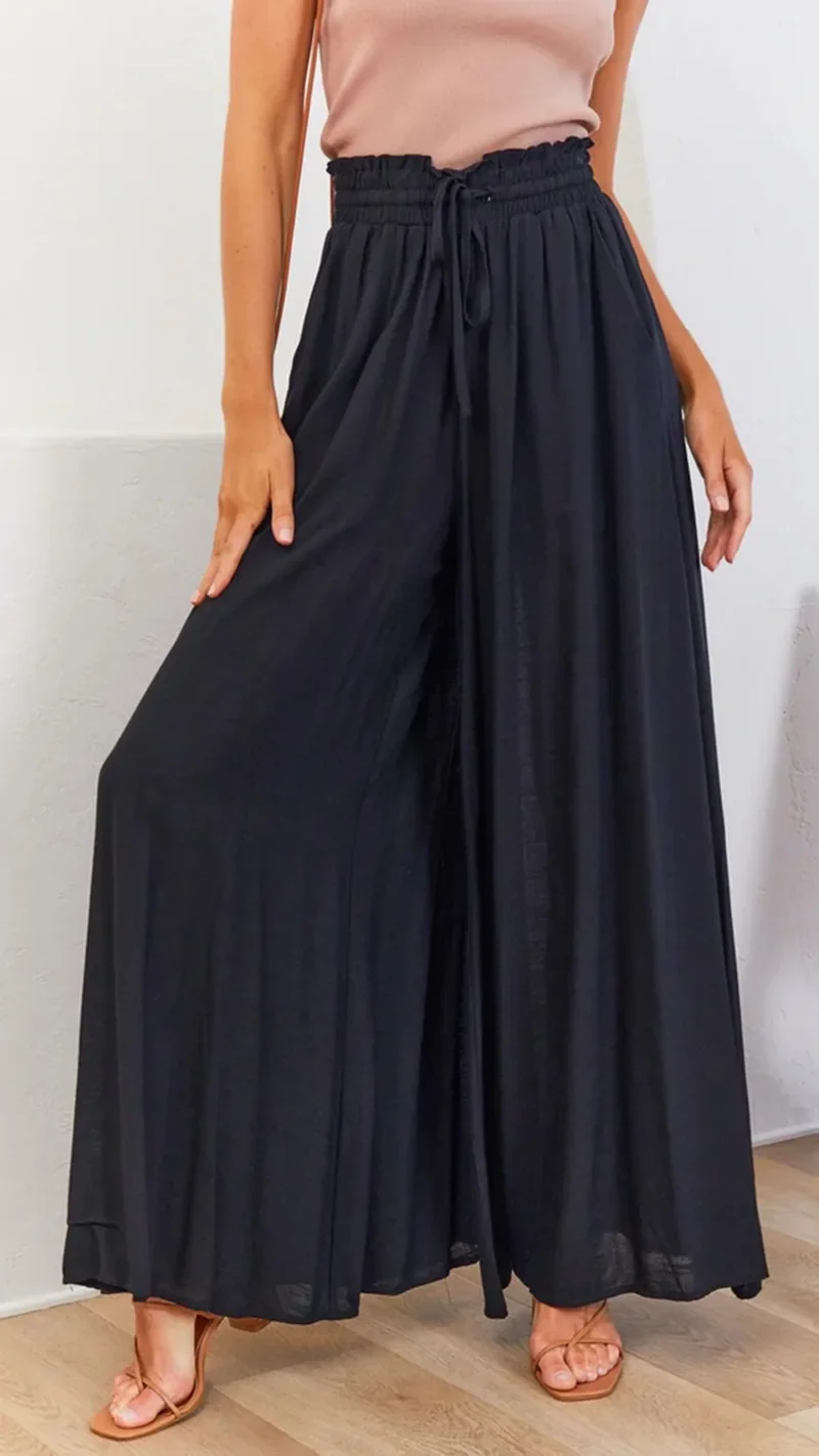 Spring and  New Women's Clothing Wide-leg Trousers Elastic Belt Wide-leg High-waisted Long Skirt
