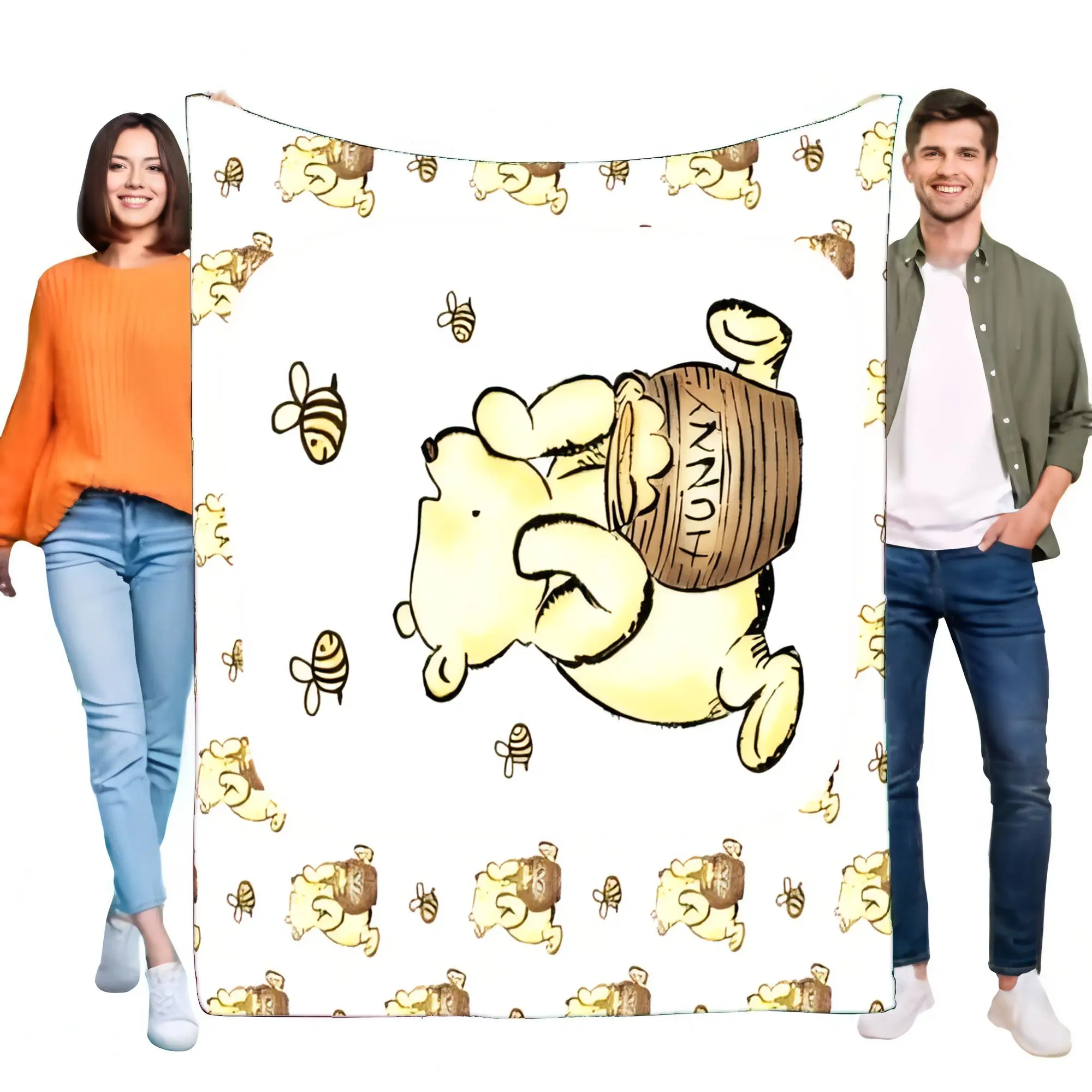 Winnie the Pooh Fleecedecke, weich, gemütlich, warm, Überwurf für Kinder und Erwachsene, perfekt für Zuhause, Reisen oder als Geburtstagsgeschenk, leicht