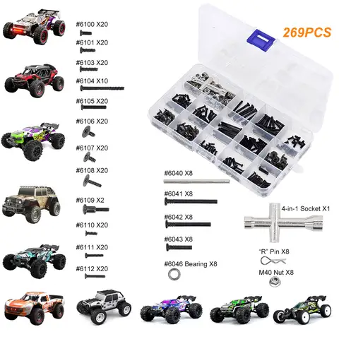 SCY 269-Piece RC Car Tool Kit w/Screws, Pins, Bearings, Nuts, Body Clips For 16101 16102Pro, SG116Pro,SG 316MAX,Q130 & More
