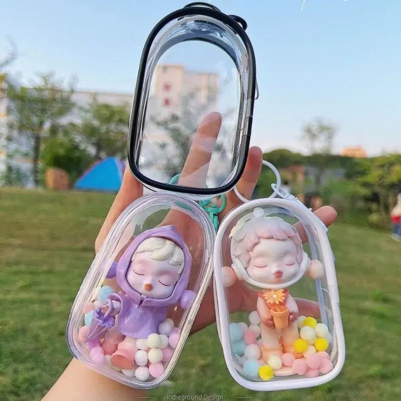 Transparent Mystery Box Keychain Bag Storage Case Organizer Box Rectangular Elliptic Box Translucent Box Thicken Toy Doll Bag