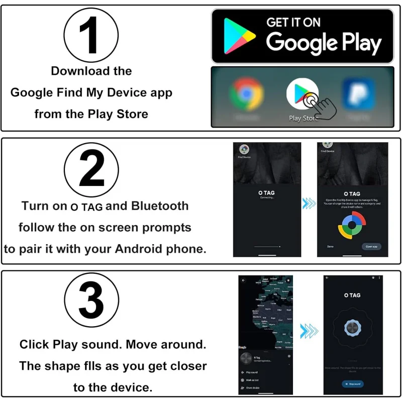 GPS Tracker for Android,Global Google Item Locator Anti-lost Device,with Google Find My Device App for Cars,Children, Wallets