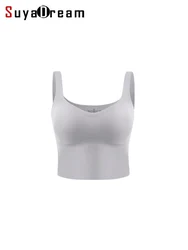 SuyaDream,Women U Neck Bras, Real Silk lining, Wire Free, Thin Padded Bra, 2025 New Cozy Intimates, Nude, Grey