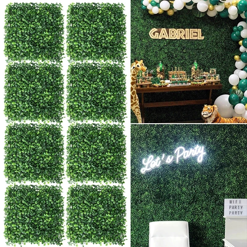 25cm 20/10/6/4P Artificial Eucalyptus Artificial Vertical Garden Fake Plant Grass Boxwood Hedge Wall Panel Garden Wedding Decor