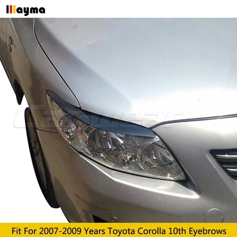 Carbon Fiber Headlight Cover Eyelid Eyebrows For Toyota Corolla 10th 2007 - 2009 Fiber Glass FRP Front Light Decorative Sticker