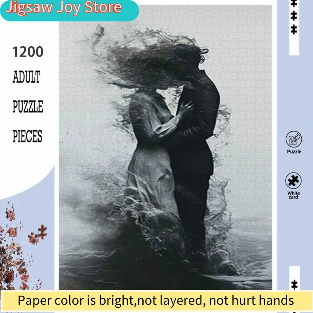 

Премиальный пазл размером 60х80 см, состоящий из 1200 деталей, идеально подходит для украшения вашей гостиной. Он имеет черно-белый цветовой дизайн.