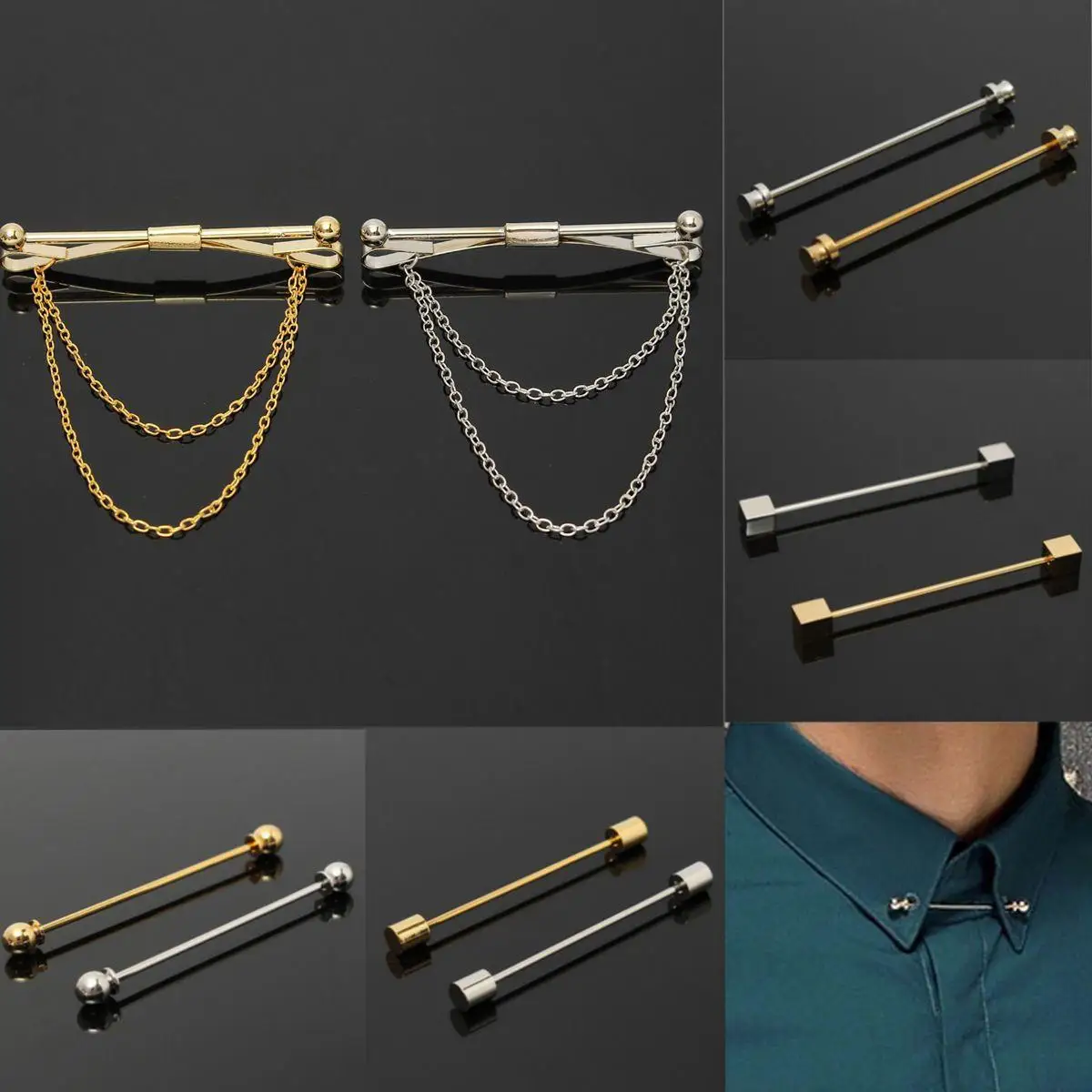 Mens Tie Necktie Pin Clip Luxury Alloy Shirt Collar Clasp Original Tie Bar for Groom Wedding Accessories