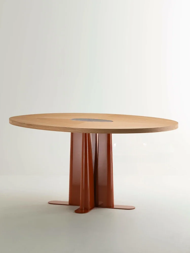 

LDFrench Designer Creative Art Dining Table Mid-Ancient Retro round Oval Dining Table