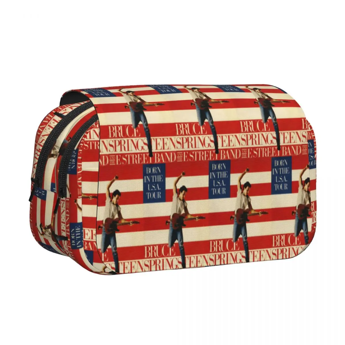 Bruce Springsteen Vintage Pencil Case Pencil Pouch Hard Shell Leather Large Capacity Pen Box Pencil Bag for Students School
