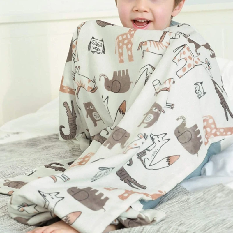 100x75 ซม.เด็กวัยหัดเดินรับผ้าห่มโยน Soft Plush Baby Swaddles Wrap การ์ตูนพิมพ์รูปแบบการออกแบบสำหรับทารก D5QA