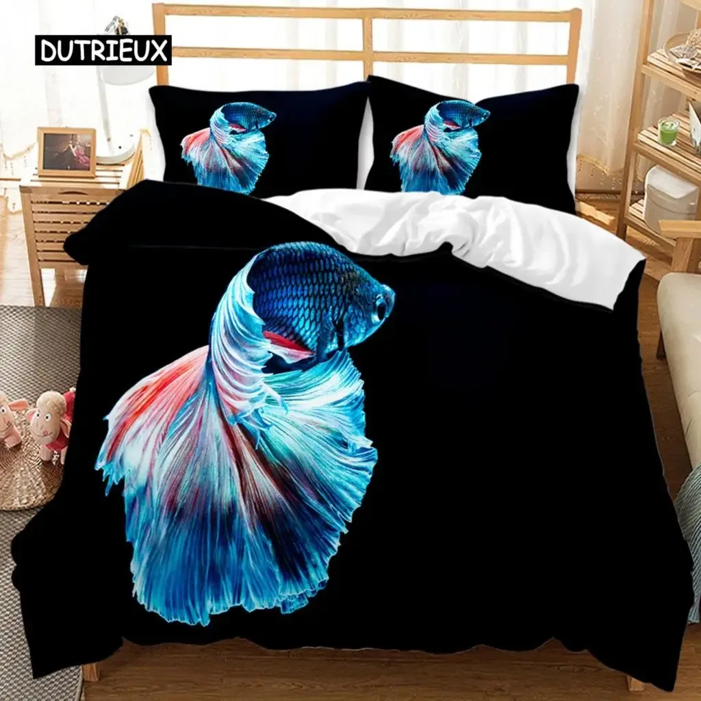 

Ocean Fish Duvet Cover Set Ocean Animals Fishes Theme Bedding Set Pillowcase Twin Double Queen King Size Polyester Qulit Cover