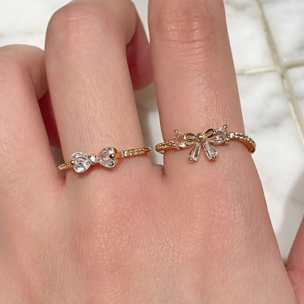 PANJBJ 925 Sterling Silver Bowknot Crystal Ring for Women Extremely Fine Office Versatile Trend Open Jewelry Gift Dropshipping