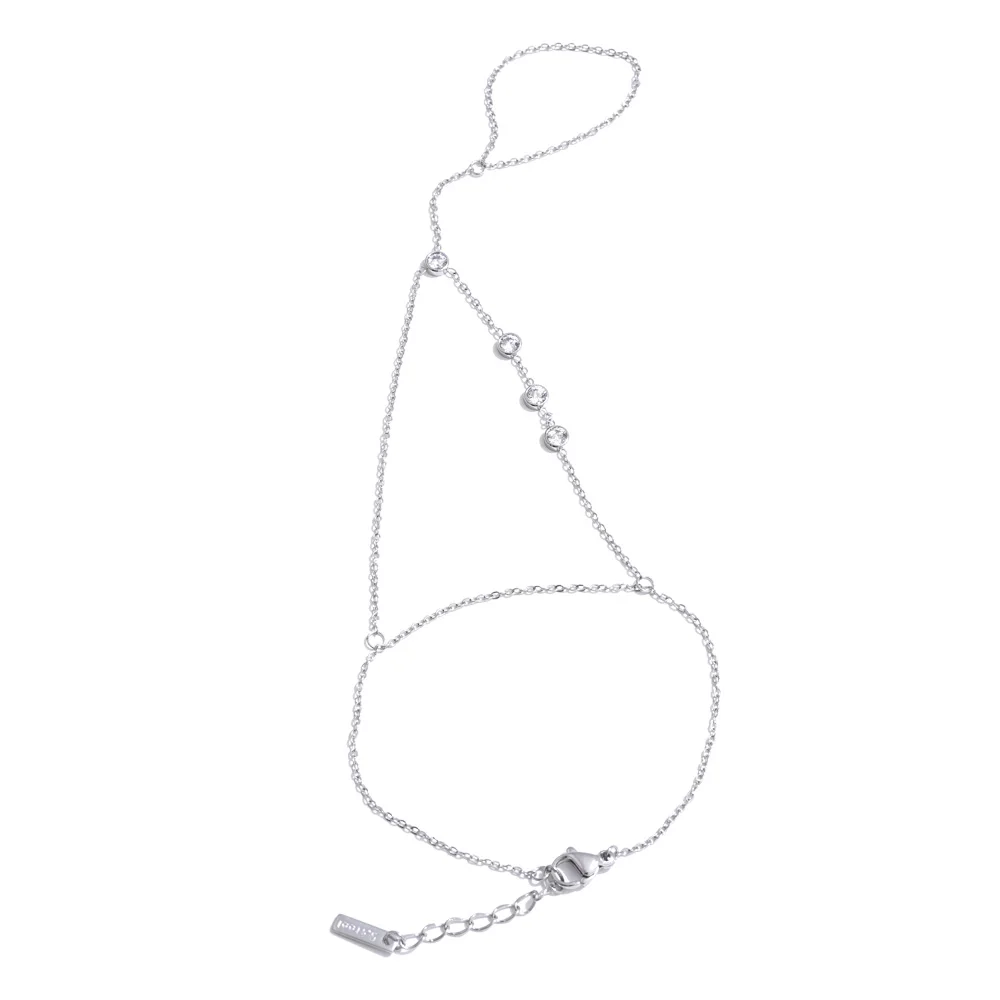 Yhpup Hot Stijl Zirconia Ronde Achterkant van de Hand Ketting Vinger Armband Roestvrij Staal Chique Mode-sieraden Groothandel 2025 Nieuw