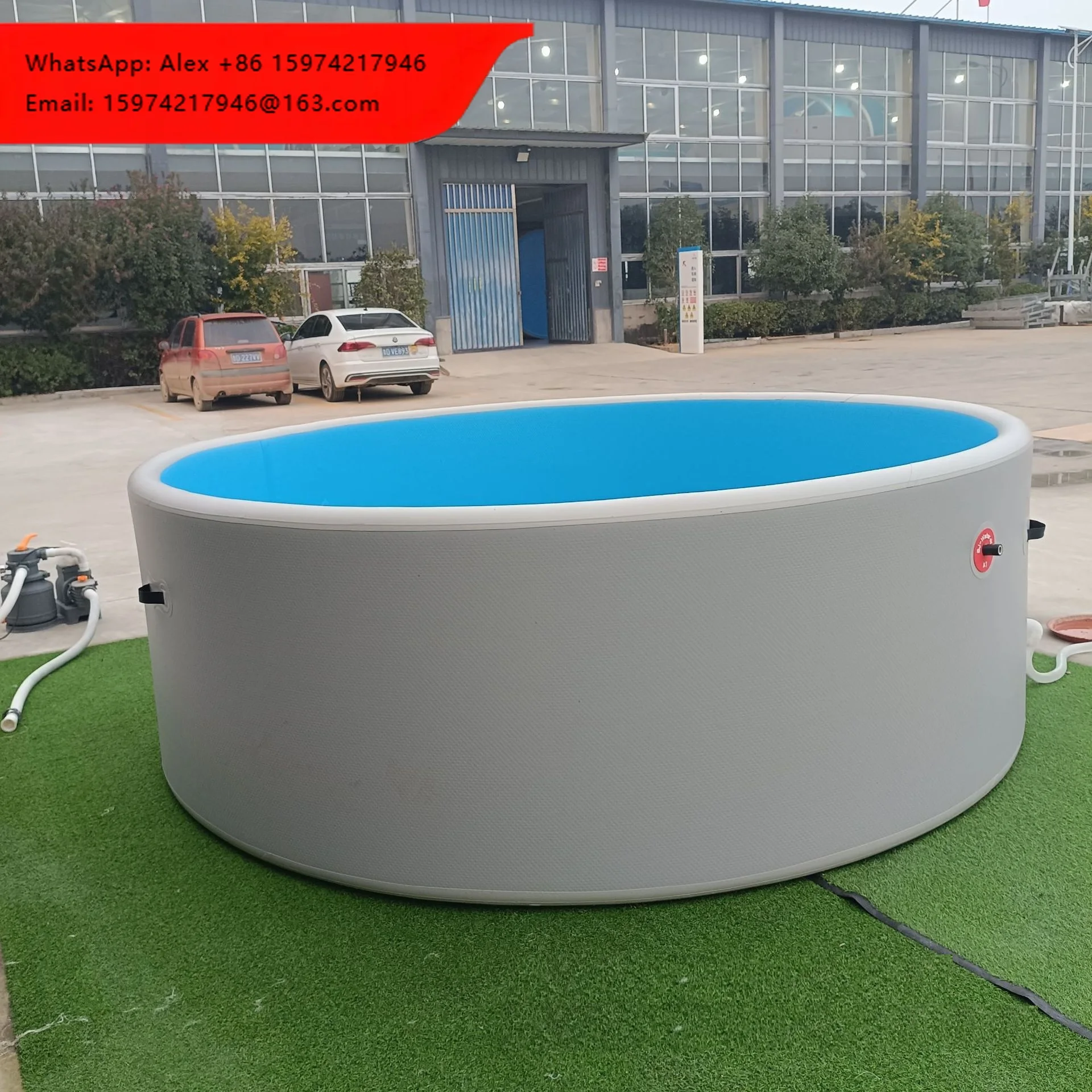 InflaToGo 5m X1.5m Round Inflatable PVC Swimming Pool With 15cm Thickness 2-Year Warranty Includes Pool Cover & Repair Kits