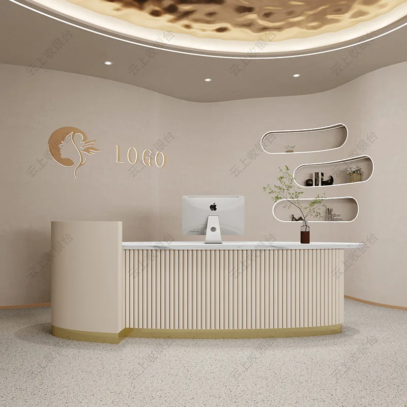Light Luxury Reception Desk Beauty Salon Fashion Clothing Store Reception Desk Office Furniture Reception Et Table YS40CC