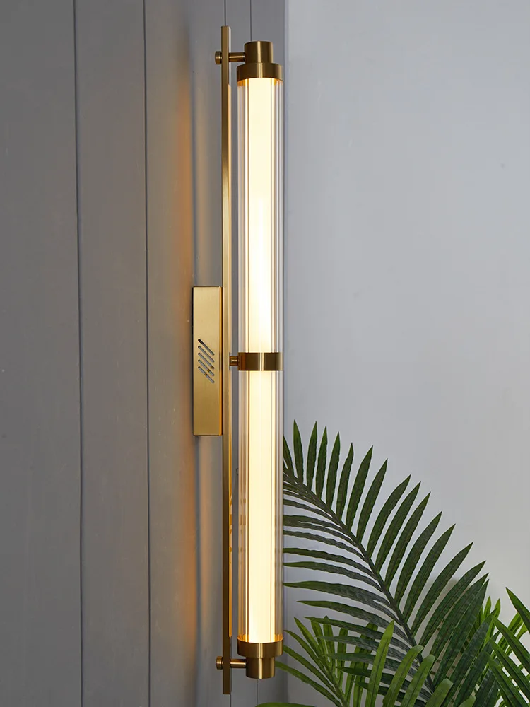 modern led cylinder wall light sconce for Reading room hotel room Alloy Wall Lamp Bedroom Living Room Gold Pipe Wall fixtures