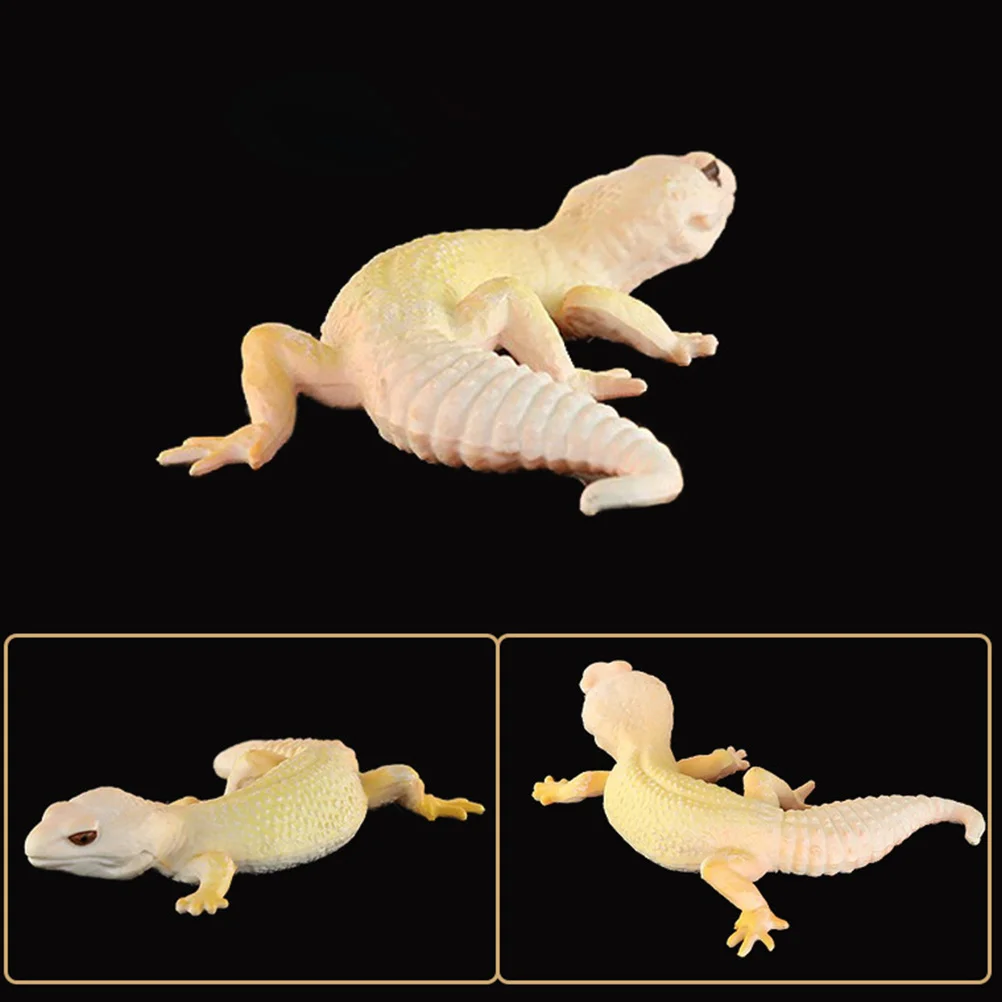 2 Pcs Simulation Gecko Lizard Figurine Sculpture Leopard Desktop Kids Toys Figurines Prank Props Pvc Toddler for Girls