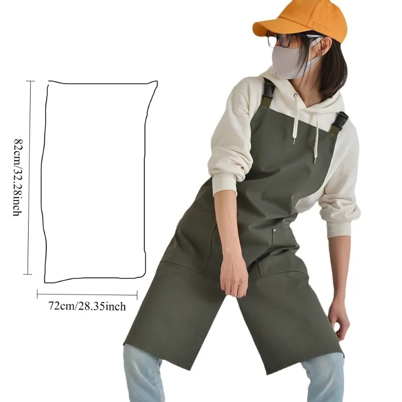 Japanese Style Sleeveless Work Apron Water Resistant Composite Fabric Restaurant Uniform Adjustable Tie Waist Pocket