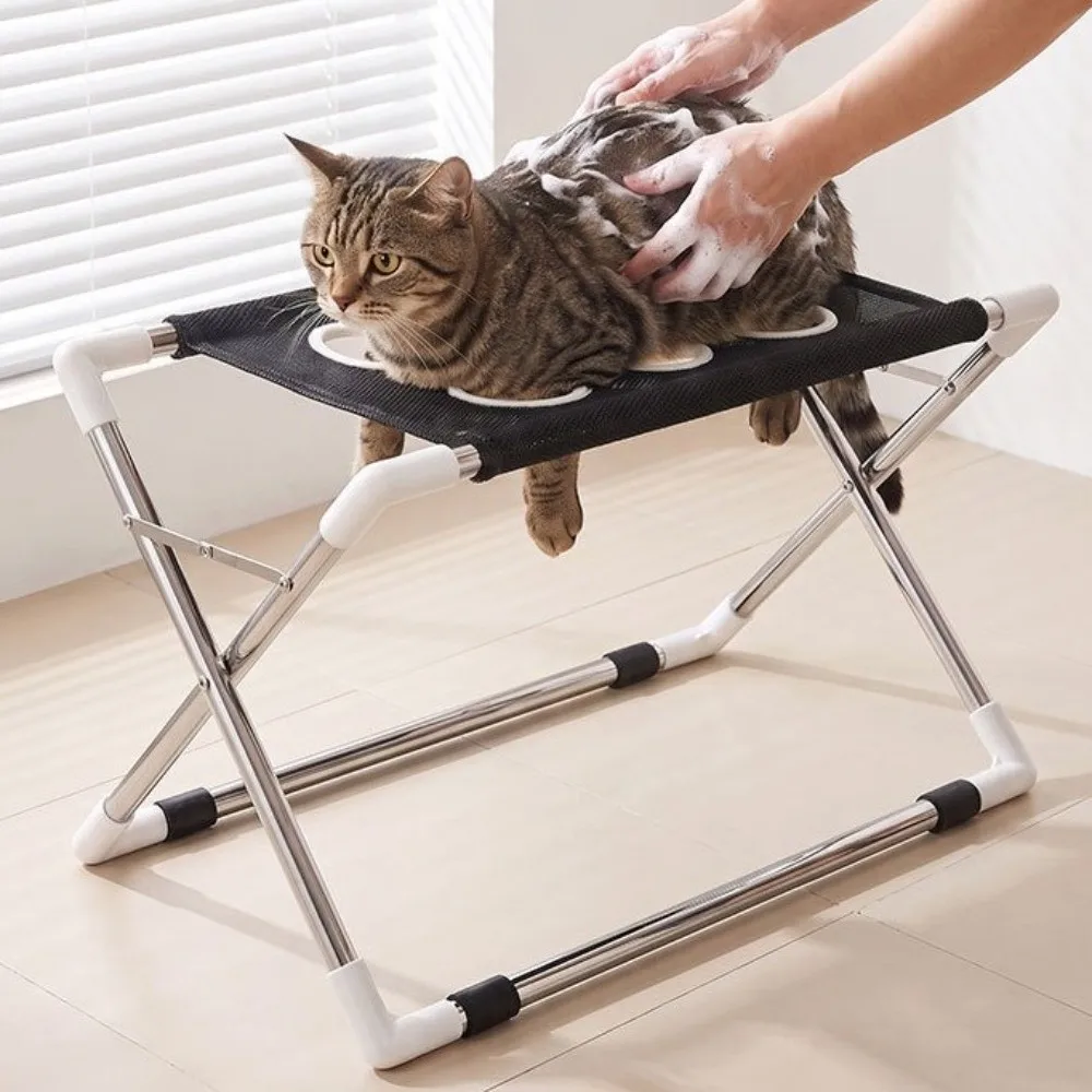 Quick Drying Folding Pet Grooming Hammock with Support Frame Adjustable Pet Washing Station Detachable Collapsible