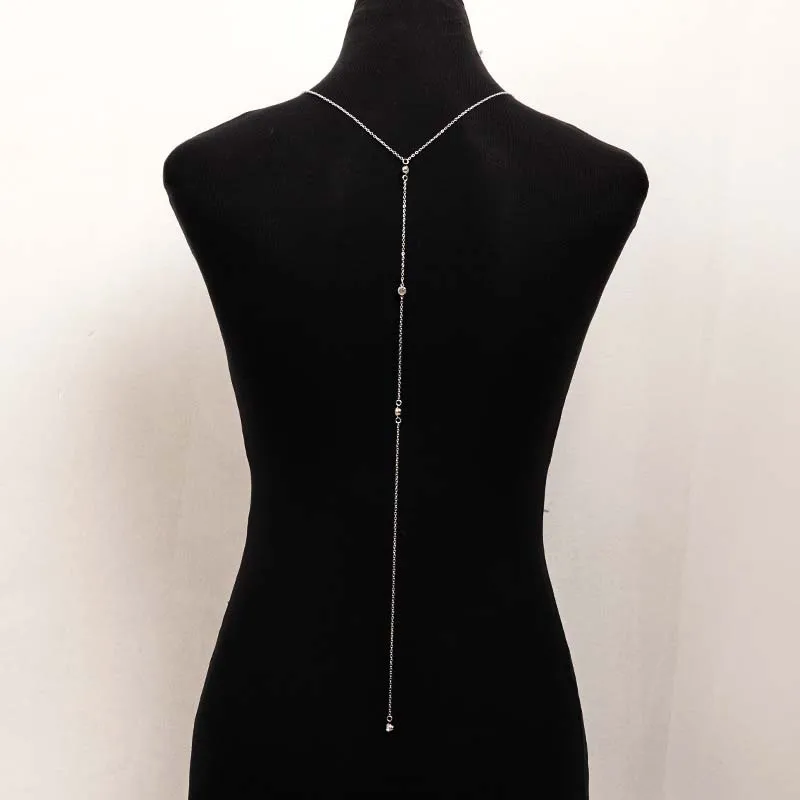 مثير كريستال عودة سلسلة قلادة للنساء أنيقة معدنية طويلة الزركون عارية الذراعين سلسلة بيكيني الشاطئ مجوهرات اكسسوارات الزفاف #3