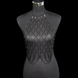 Sexy Metal Chain Skeleton Body jewelry For Woman Simple Fashion Style Bra Chain Stage Performance Dress Birthday Party Underwear